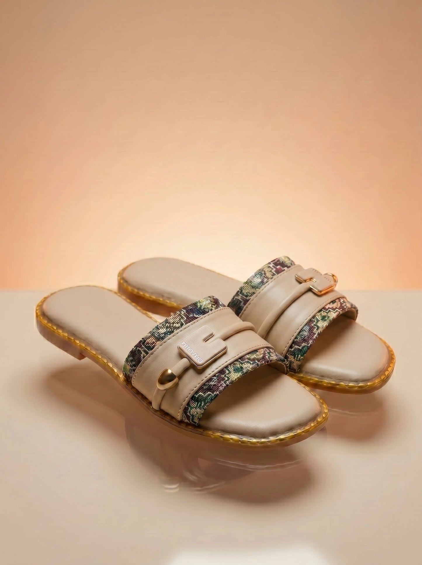UrbanMela Elegant Beige Buckle Comfort Flats for Women
