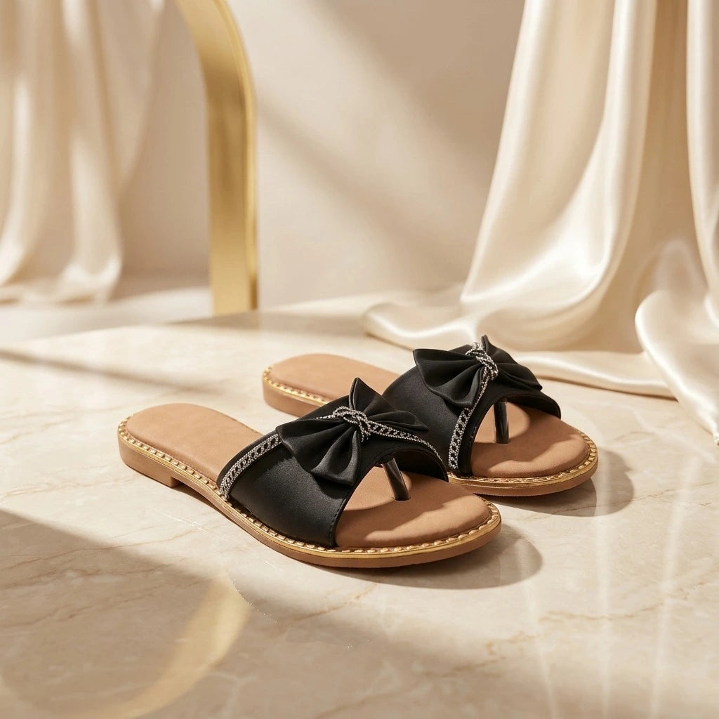 Elegant Bow Slide Sandals