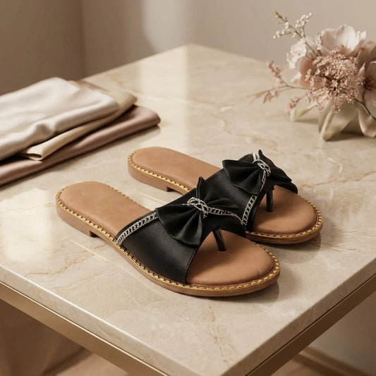 Elegant Bow Slide Sandals