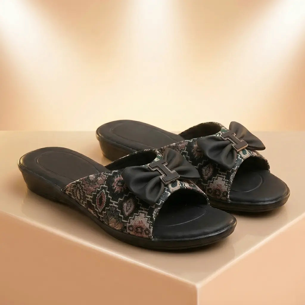 UrbanMela Bella Bow Black Comfort Flats